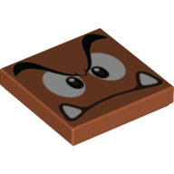 Tile 2 × 2 with Goomba Face with Low Furrowed Brow Print Dark Orange