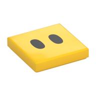 Tile 2 × 2 with Two Black Ovals (Lava Bubble Eyes) Print Gelb