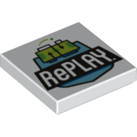 Tile 2 × 2 with 'RePLAY' Print White