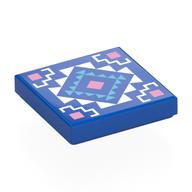 Tile 2 × 2 with Bright Pink/Blue/Dark Turquoise Mosaic print Blue