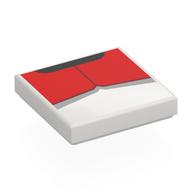 Tile 2 × 2 with Red/Light Bluish Grey Shapes (Clone Trooper Chest) print White