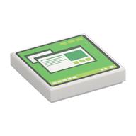 Tile 2 × 2 with Computer Monitor, Green Screen, Lime Buttons print