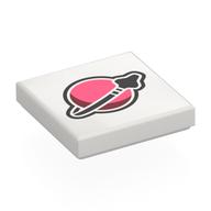 Tile 2 × 2 with Modern Classic Space Logo, Pink/Dark Red Planet print White
