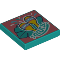 Tile 2 × 2 with Samba Style Print Dark Turquoise