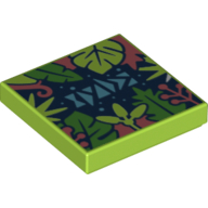 Tile 2 × 2 with Tropical Plants Print Limette