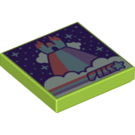 Tile 2 × 2 with Rainbow World Print Limette