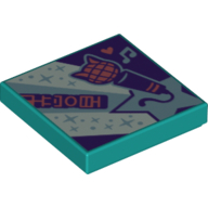 Tile 2 × 2 with Synth Pop Style Print Dunkeltürkis