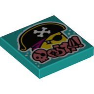 Tile 2 × 2 with Pirate Voice Print Dark Turquoise