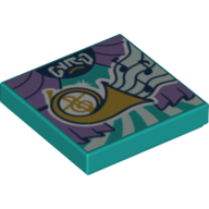 Tile 2 × 2 with Theater Style Print Dunkeltürkis