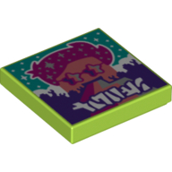 Tile 2 × 2 with Rainbow Stripes print Limette