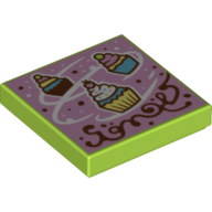 Tile 2 × 2 with Cupcake Snow print Lime