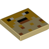 Tile 2 × 2 with Pixelated Face, Black Eyes print Tan
