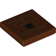 Tile 2 × 2 with Tan Lines, Black Square (Sand Crawler Side) print Rotbraun