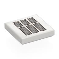 Tile 2 × 2 with 3 Silver Arched Windows print White