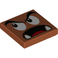 Tile 2 × 2 with Goomba Face Looking Right with Open Mouth Print Dunkelorange