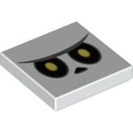 Tile 2 × 2 with Yellow and Black Eyes Print (Bone Goomba Face) Weiß