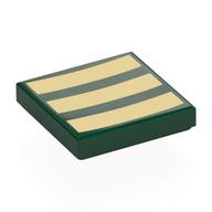 Tile 2 × 2 with 3 Gold Lines print Dunkelgrün