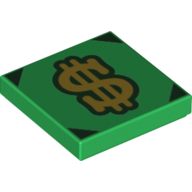 Tile 2 × 2 with Dollar Sign, Black Corners print Green