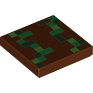 Tile 2 × 2 with Lime/Green/Dark Green Pixels print Reddish Brown