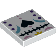 Tile 2 × 2 with Black Heart, Dark Purple Dots, Bright Pink / Dark Turquoise Decoration print Weiß
