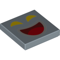 Tile 2 × 2 with Yellow Eyes, Open Red Mouth, Laughing print Sandblau