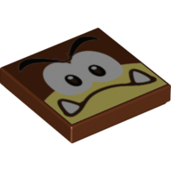 Tile 2 × 2 with Galoomba Confused print Reddish Brown