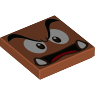Tile 2 × 2 with Goomba Face with Low Furrowed Brow, Open Mouth Print Dunkelorange