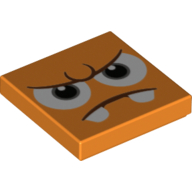 Tile 2 × 2 with Angry Face, Fangs print Orange