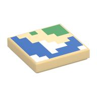 Tile 2 × 2 with Pixelated Map print Tan