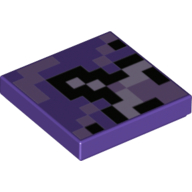 Tile 2 × 2 with Pixelated Black, Lavender, and Medium Lavender Squares Print Dark Purple