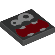Tile 2 × 2 with Fuzzy Face, Large Mouth Print Black