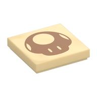 Tile 2 × 2 with Medium Nougat Super Mushroom Print Tan