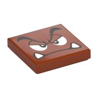 Tile 2 × 2 with Goomba Face, Annoyed Print Dark Orange