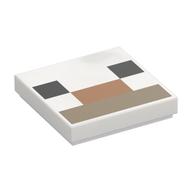 Tile 2 × 2 with Black/Dark Tan/Medium Nougat Rectangle (Minecraft Pixelated Face) print Weiß
