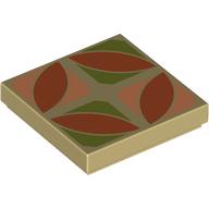 Tile 2 × 2 with Dark Orange, Olive Green, and Nougat Floor Tile Print Beige