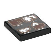 Tile 2 × 2 with Coffee Mugs print in Black