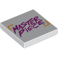Tile 2 × 2 with Magenta 'MASTER PIECE' print Weiß