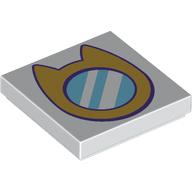 Tile 2 × 2 with Cat-Shaped Mirror print Weiß