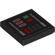 Tile 2 × 2 with Red/Green Buttons, Control Panel print Black