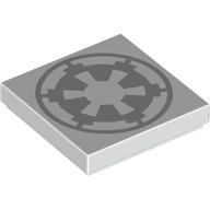 Tile 2 × 2 with Light Bluish Grey Empire Logo print Weiß