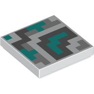 Tile 2 × 2 with Dark Turquoise, Dark, Light Bluish Grey Pixelated Shapes print White