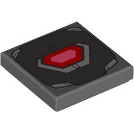 Tile 2 × 2 with Dark Bluish Gray Armor Panel, Red Center (Arc Reactor) Print Dunkelblaugrau