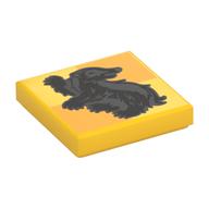 Tile 2 × 2 with Brown Badger, Hufflepuff Crest print Yellow