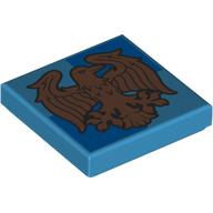 Tile 2 × 2 with Copper Raven, Ravenclaw Crest print Dunkelazur