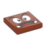 Tile 2 × 2 with Goomba Face and Open Mouth, Tongue Print Dunkelorange