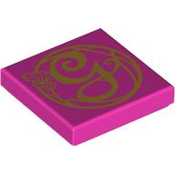 Tile 2 × 2 with Gold Stylish 'G' print Dark Pink