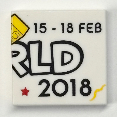 Tile 2 × 2 with '15-18 FEB RLD 2018' Print White