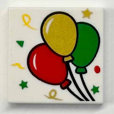 Tile 2 × 2 with Red/Yellow/Green Balloons Print White