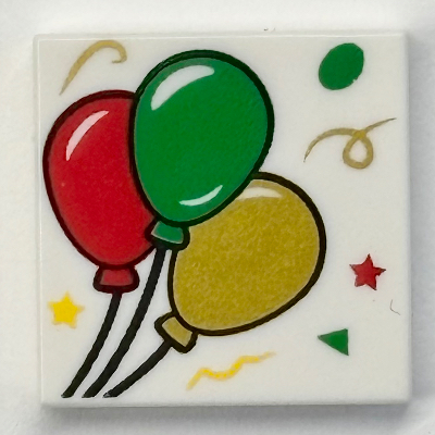 Tile 2 × 2 with Red/Yellow/Green Balloons Print White