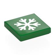 Tile 2 × 2 with White Snowflake print Green